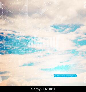 Abstract Geometric Polygonal Shape. Vector Science Background. Futuristic Technology Background. Connecting Dots and Lines Stock Vector