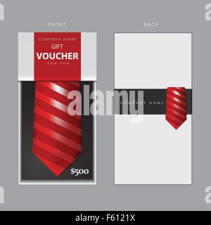 Gift Voucher Template With Necktie Box. Stock Vector