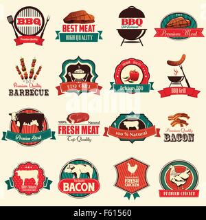 A vector illustration of barbecue icon sets Stock Vector