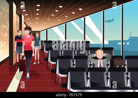 A vector illustration of inside the airport scene Stock Vector