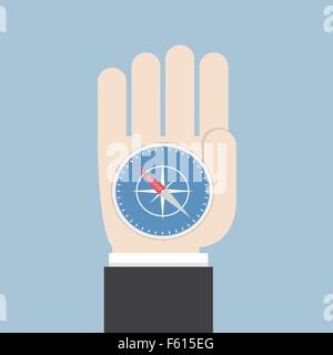 Businessman hand holding a compass that points to success, VECTOR, EPS10 Stock Vector