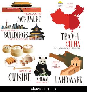 A vector illustration of Infographic elements for traveling to china Stock Vector