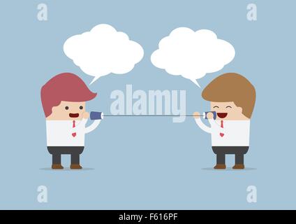 Businessmen talking on can phone, VECTOR, EPS10 Stock Vector