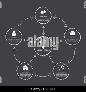 Elements of success, Infographic black and white style template, VECTOR, EPS10 Stock Vector