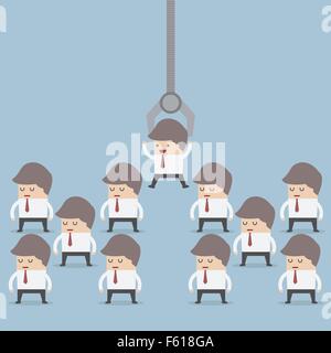 Human resource concept, Robotic claw pick businessman from a group, VECTOR, EPS10 Stock Vector