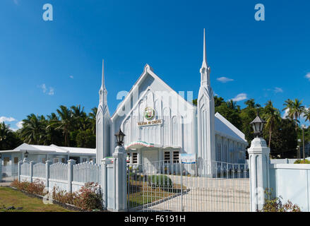 catholic white church in the Philippines. Iglesia ni cristo means in Philippine language (tagalog) church of christ. It stands f Stock Photo