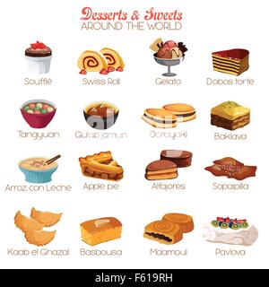 A vector illustration of dessert and sweets around the world icon sets Stock Vector