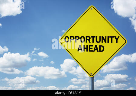 Opportunity ahead road sign Stock Photo