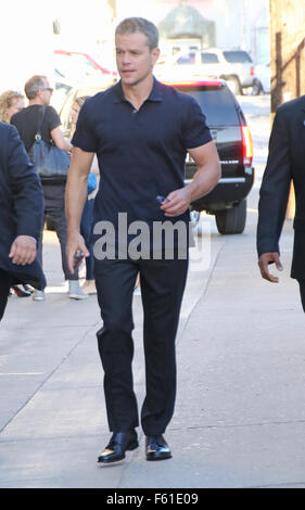 Matt Damon arrives at Universal Studios Hollywood to appear on 'Jimmy Kimmel Live!'  Featuring: Matt Damon Where: Los Angeles, California, United States When: 28 Sep 2015 Stock Photo