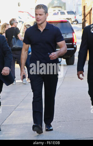 Matt Damon arrives at Universal Studios Hollywood to appear on 'Jimmy Kimmel Live!'  Featuring: Matt Damon Where: Los Angeles, California, United States When: 28 Sep 2015 Stock Photo