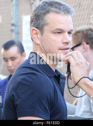 Matt Damon arrives at Universal Studios Hollywood to appear on 'Jimmy Kimmel Live!'  Featuring: Matt Damon Where: Los Angeles, California, United States When: 28 Sep 2015 Stock Photo