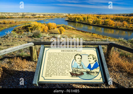 kiosk at decision point above the confluence of the missouri and marias rivers near loma, montana Stock Photo