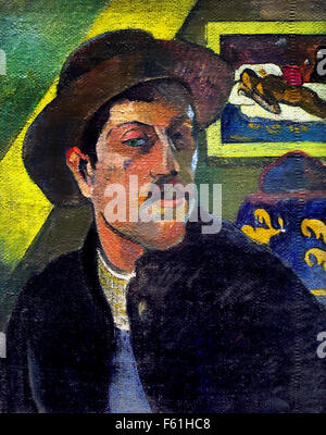 Self portrait with a hat (1893 - 1894) Paul Gauguin 1848–1903 France French Stock Photo