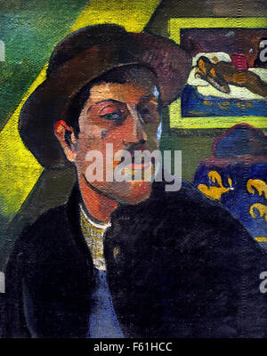 Self portrait with a hat (1893 - 1894) Paul Gauguin 1848–1903 France French Stock Photo