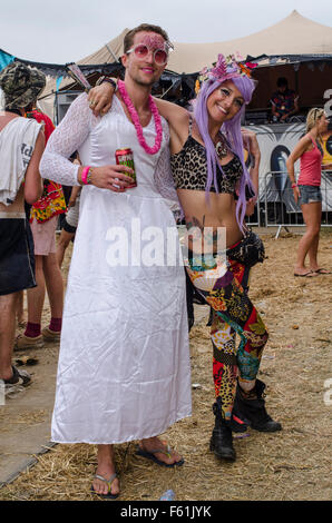 Bridal wear stag party fancy dress The Secret Garden Party Abbots Ripton Huntingdon Cambridgeshire 2013 Stock Photo Alamy