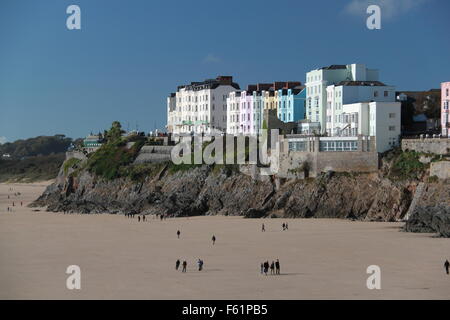 Imperial Hotel and Esplanade, South Beach, Tenby, Pembrokeshire, Dyfed, Wales, Great Britain, United Kingdom UK, Europe Stock Photo