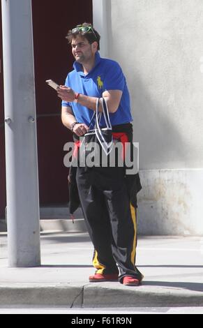 Jason Davis lights up a cigarette as he goes shopping in Beverly Hills  Featuring: Jason Davis Where: Los Angeles, California, United States When: 29 Sep 2015 Stock Photo