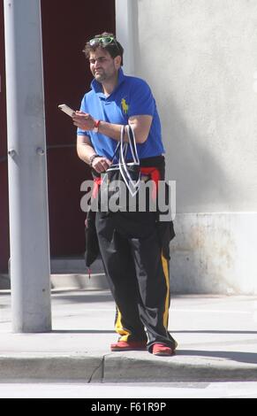 Jason Davis lights up a cigarette as he goes shopping in Beverly Hills  Featuring: Jason Davis Where: Los Angeles, California, United States When: 29 Sep 2015 Stock Photo