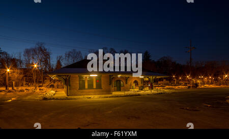 The Glen Cove Station of the MTA Long Island Rail Road in the early morning hours. Stock Photo