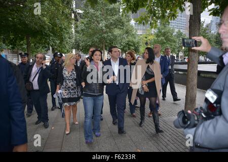 Greek Prime Minister Alexis Tsipras visits the National September 11 Memorial & Museum  Featuring: Alexis Tsipras Where: New York, New York, United States When: 01 Oct 2015 Stock Photo