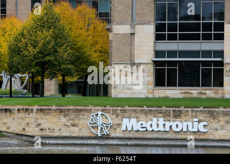 A logo sign outside of the United States headquarters of Medtronic in Minneapolis, Minnesota on October 24, 2015. Stock Photo