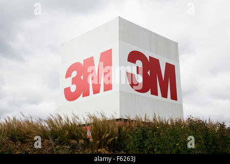 A logo sign outside of the headquarters of the 3M Company in St. Paul, Minnesota on October 24, 2015. Stock Photo