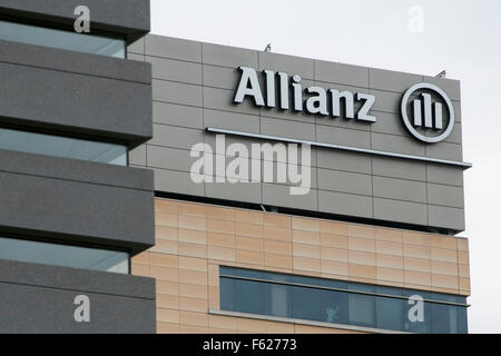 A logo sign outside of the headquarters of the Allianz Life Insurance