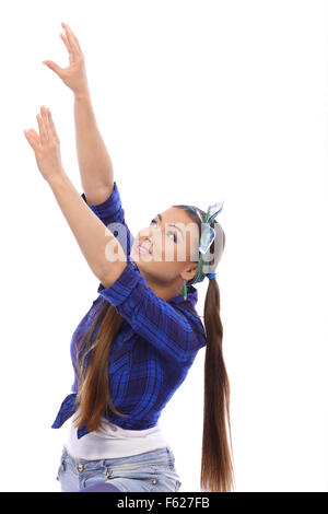The young girl was contemplating the repair of an apartment. Stock Photo