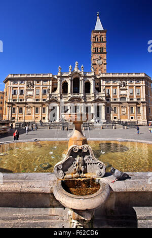 The Fontana di Santa Maria Maggiore (front) and the Basilica Papale di Santa Maria Maggiore (back), Rome, Italy. Stock Photo