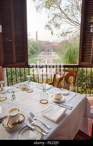 View from the dining room at the Temozon hacienda in Yucatan, Mexico. Stock Photo