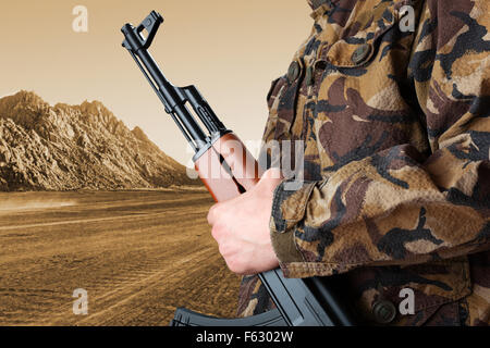 Arab Adult With A Machine Gun, Terrorist, Isolated On White Stock Photo ...