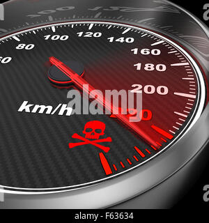 Speedometer and arrow on 220 (done in 3d) Stock Photo