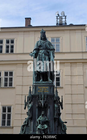 the Statue of Charles IV (Karolo Quarto) in Prague, Czech Republic Stock Photo