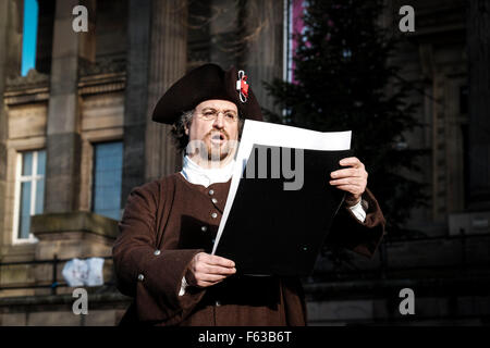 Preston, Lancashire: Re-enactment of The Jacobite proclaiming James III as King in 1715 before the Last Battle on English soil Stock Photo