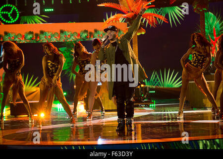 Celebrities perform onstage at the Latin American Music Awards at the Dolby Theatre  Featuring: Farruko Where: Los Angeles, California, United States When: 09 Oct 2015 Stock Photo