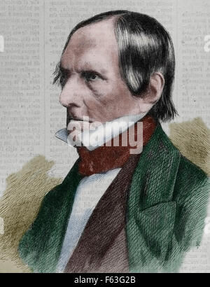 Peter von Cornelius (1784-1867). German painter. Portrait. 19th century. Colored engraving. Stock Photo