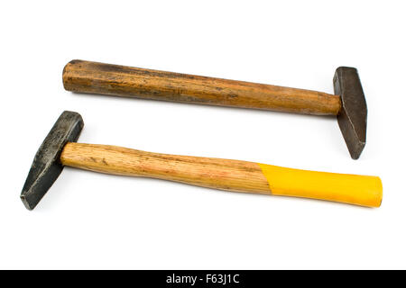 Two old hammers isolated on white Stock Photo