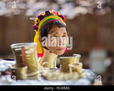 A lady from the Kayan ('long neck') hill tribe in northern Thailand