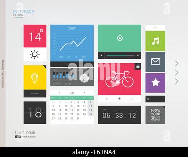 Interface template with modern icons. Stock Vector