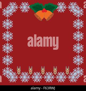 Colorful Merry Christmas composition with happy raindeers and merry and bright lettering Stock Vector