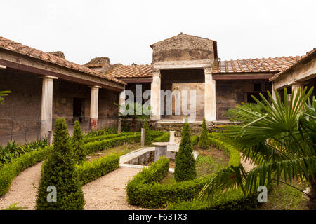 Casa Degli Amorini Dorati, House of the Gilded Cupids, atrium of the restored villa at the excavation site of Pompeii, Italy