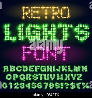 Night lights font Stock Vector
