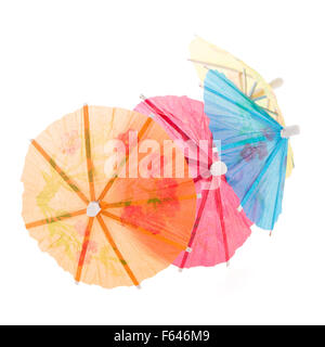 umbrellas for cocktails isolated on white background. Stock Photo