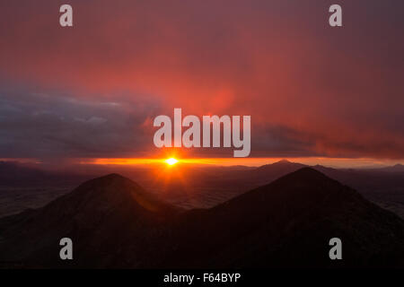 Sunrise over Sierra Vista, Arizona from the Huachuca Mountains ...