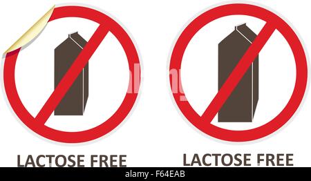 Lactose free vector stickers and icons for allergen free products Stock Vector