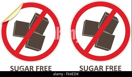 Sugar free vector stickers and icons for allergen free products Stock Vector