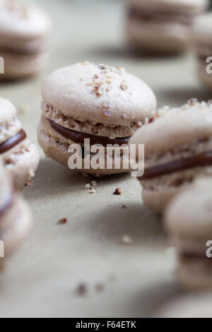 Baking macaroons with nuts and chocolate Stock Photo
