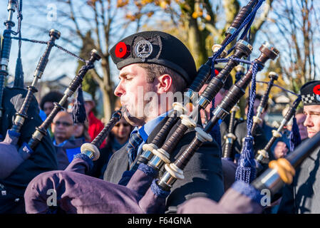 November, 11, 2015, Bagpiper at Remembrance Day, Ceremony, Vancouver, British Columbia, Canada, Stock Photo