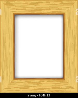 Wooden rectangular photo frame. Vector illustration Stock Vector