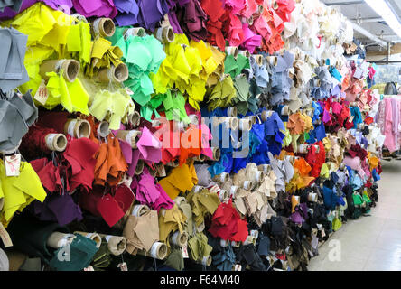 Bolts of Fabric, Fashion District, NYC Stock Photo